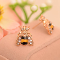 Small Bee Crystal Stud Earring