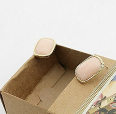 Bordered Pink Rectangle Gem Stud Earring