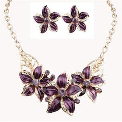 Enamel Flower African Maxi Statement Jewelry Set