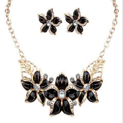 Enamel Flower African Maxi Statement Jewelry Set