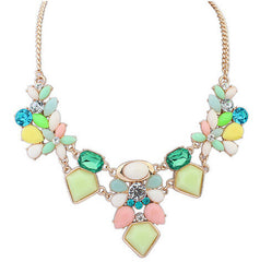 Cute Charm Gem Flower Choker Necklace