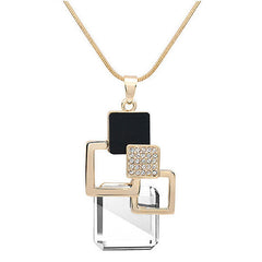 Geometric Big Crystal Stone Pendant Necklace