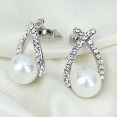 Crystal Pearl Stud Earrings