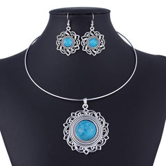 Round Turquoise Fashionable Jewelry Set