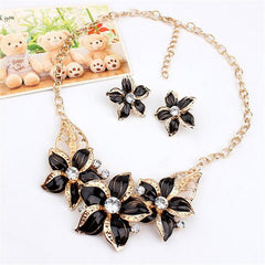 Enamel Flower African Maxi Statement Jewelry Set