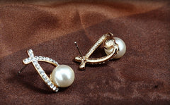 Crystal Pearl Stud Earrings