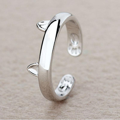 Silver Plated Cat Ear Ring