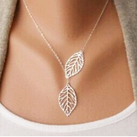 Multi-layer Leaf Pendants Necklace Chain