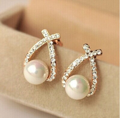 Crystal Pearl Stud Earrings