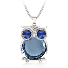 Rhinestone Crystal Owl Necklace