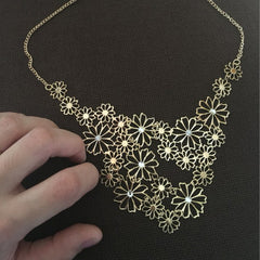 Multilayer Pendants Rhinestone Flower Necklace